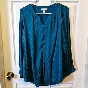 Women's long sleeve  J Banks 1X Turquoise  blouse.